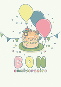 G&acirc;teau d'anniversaire aux ballons color&eacute;s